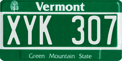 VT license plate XYK307