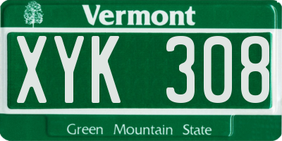 VT license plate XYK308