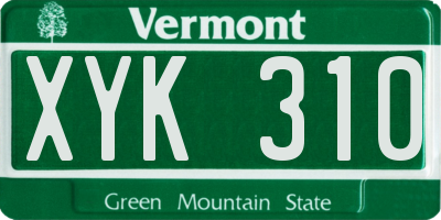 VT license plate XYK310