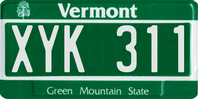 VT license plate XYK311