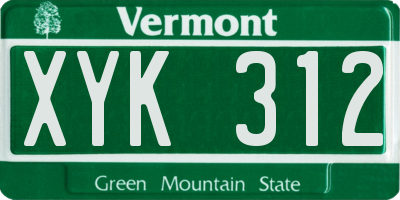 VT license plate XYK312