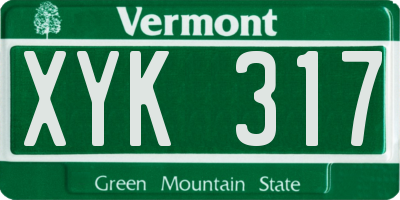 VT license plate XYK317