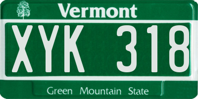 VT license plate XYK318