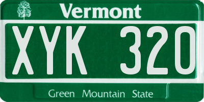 VT license plate XYK320
