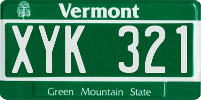 VT license plate XYK321