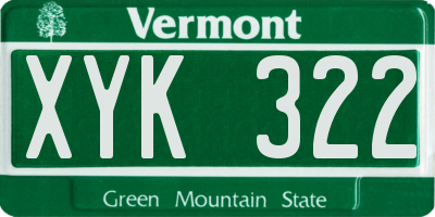 VT license plate XYK322