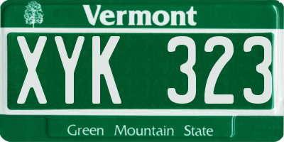 VT license plate XYK323
