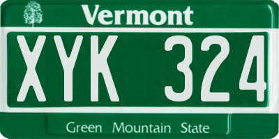 VT license plate XYK324