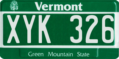 VT license plate XYK326