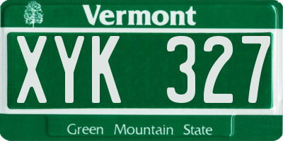 VT license plate XYK327