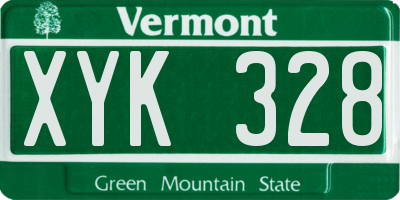 VT license plate XYK328