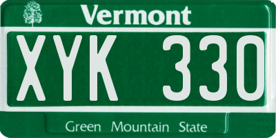 VT license plate XYK330