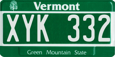 VT license plate XYK332