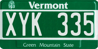 VT license plate XYK335