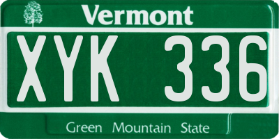 VT license plate XYK336