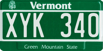 VT license plate XYK340