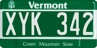 VT license plate XYK342