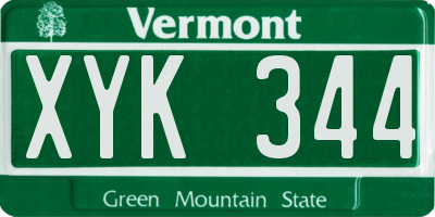 VT license plate XYK344