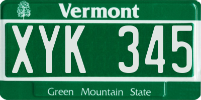 VT license plate XYK345