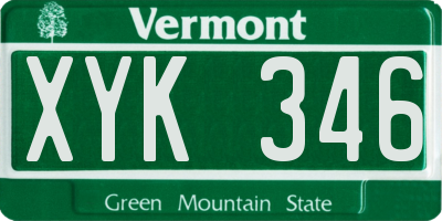 VT license plate XYK346