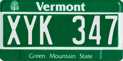 VT license plate XYK347