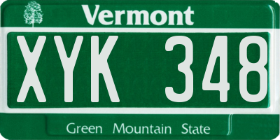 VT license plate XYK348