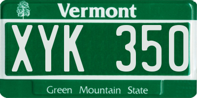 VT license plate XYK350