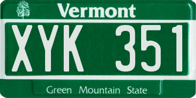 VT license plate XYK351