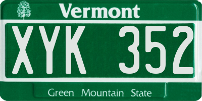 VT license plate XYK352