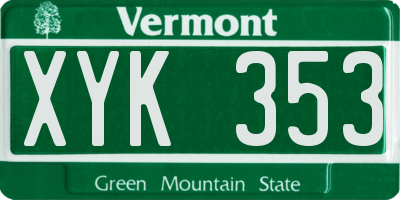 VT license plate XYK353