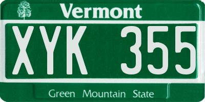 VT license plate XYK355