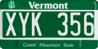 VT license plate XYK356