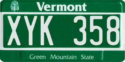 VT license plate XYK358