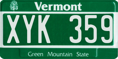 VT license plate XYK359