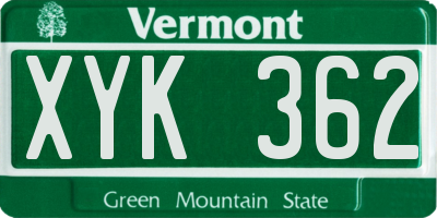 VT license plate XYK362