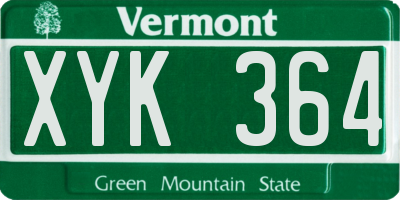 VT license plate XYK364