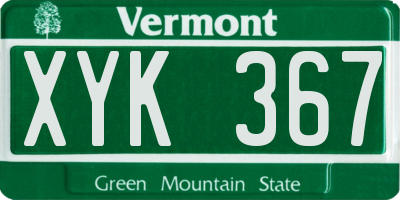 VT license plate XYK367