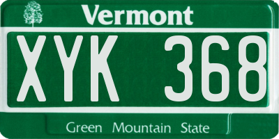 VT license plate XYK368