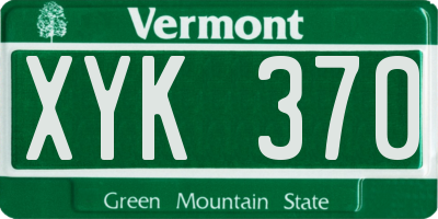 VT license plate XYK370