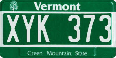 VT license plate XYK373