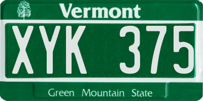 VT license plate XYK375