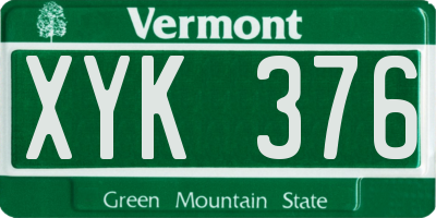 VT license plate XYK376