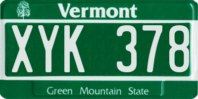 VT license plate XYK378