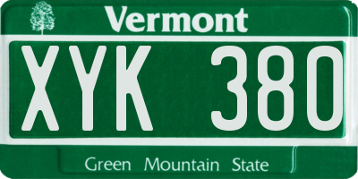 VT license plate XYK380