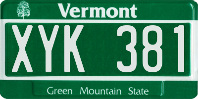VT license plate XYK381