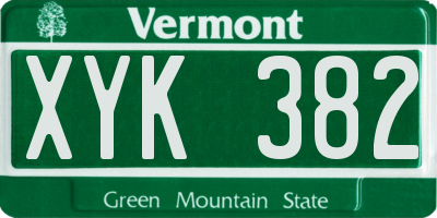 VT license plate XYK382