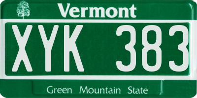 VT license plate XYK383