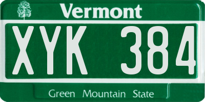 VT license plate XYK384