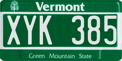 VT license plate XYK385