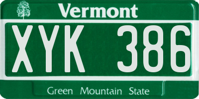 VT license plate XYK386